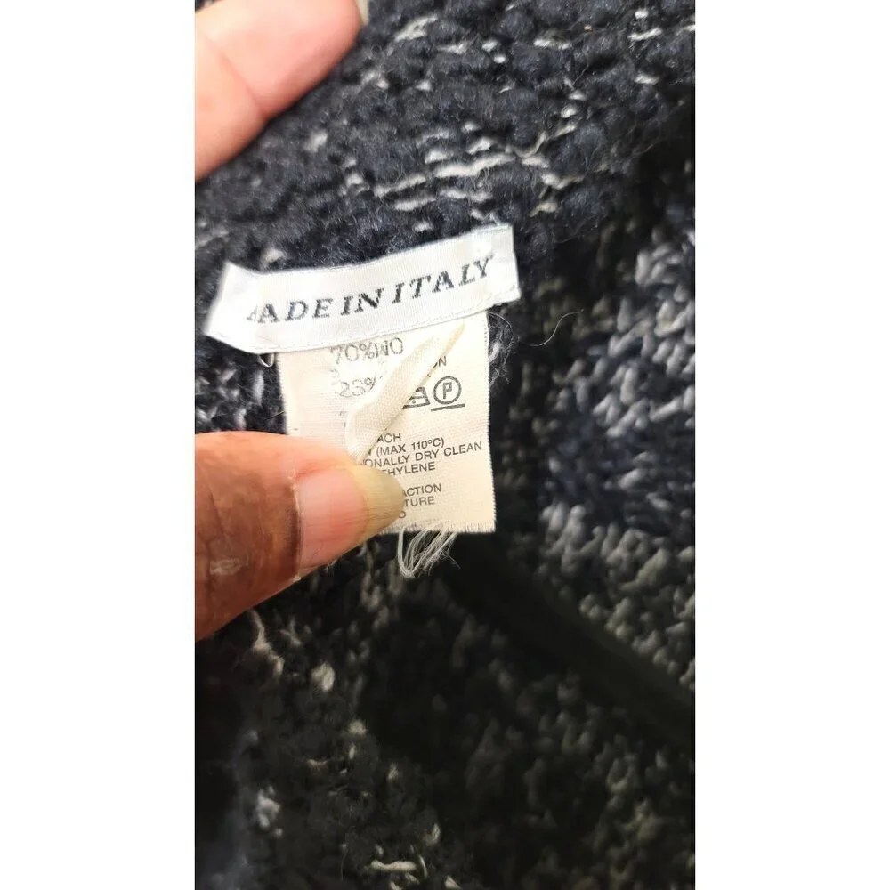Oscar de‎ la Renta Sweater Womens S Black White Popcorn Knit Wool Blend Italy